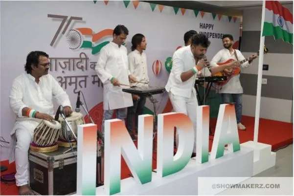 Independence Day office decoration in corporate workspace