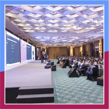 Residential corporate conference event setup by Showmakerz