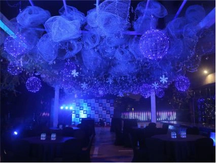 Winter wonderland theme party set up for a lounge decoration